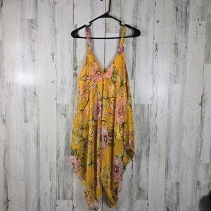 Unique spectrum yellow flower flowy sparkle tank top women's plus size 2X
